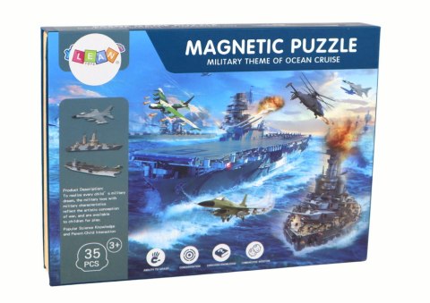 LEAN Toys Zestaw Edukacyjnych Puzzli Magnetycznych Z Motywem Statków Militarnych