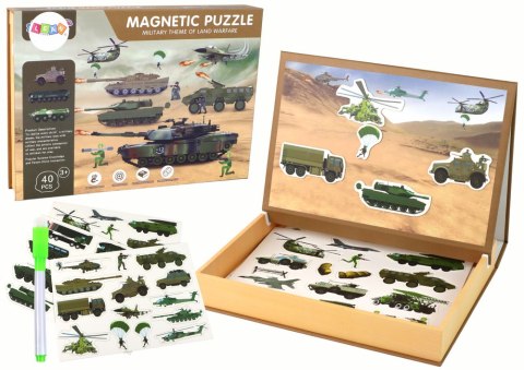 LEAN Toys Zestaw Edukacyjnych Puzzli Magnetycznych Z Motywem Wojny Lądowej