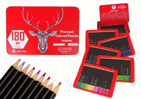 LEAN Zestaw Małego Artysty W Metalowym Pojemniku Kredki 180szt.