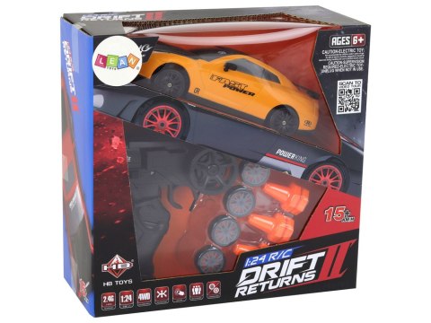 LEAN Toys Autko Sportowe Zdalnie Sterowane R/C 1:24 Żółte Wymienne Koła