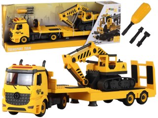 LEAN Toys Laweta Do Składania Z Koparką Gąsienicową Dźwięk Światła DIY Żółty