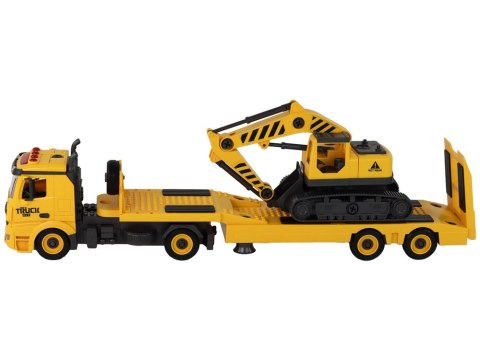 LEAN Toys Laweta Do Składania Z Koparką Gąsienicową Dźwięk Światła DIY Żółty