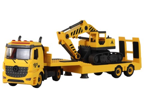LEAN Toys Laweta Do Składania Z Koparką Gąsienicową Dźwięk Światła DIY Żółty