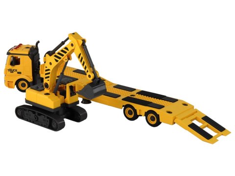 LEAN Toys Laweta Do Składania Z Koparką Gąsienicową Dźwięk Światła DIY Żółty