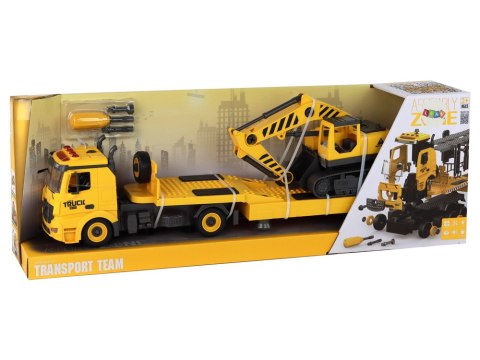 LEAN Toys Laweta Do Składania Z Koparką Gąsienicową Dźwięk Światła DIY Żółty