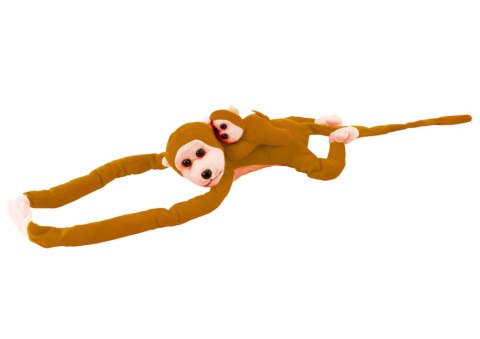 LEAN Toys Maskotka Pluszowa Małpka z Dzieckiem Jasno Brązowa 70 cm