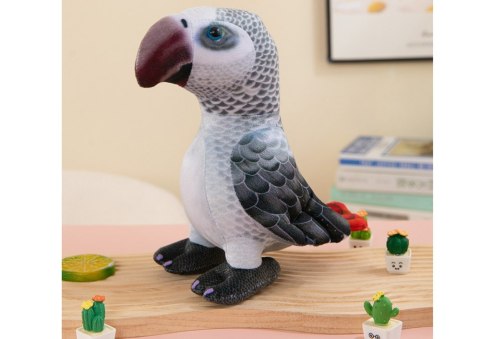 LEAN Toys Maskotka Pluszowa Papuga Szara 20 cm