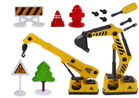 LEAN Toys Pojazdy Budowlane Dźwięk Światła 1:12 DIY Betoniarka Dźwig Koparka