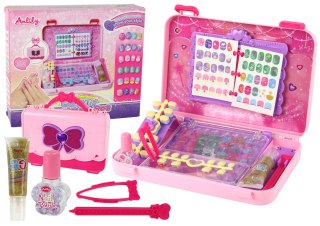 LEAN Toys Walizka Z Akcesoriami Do Paznokci Manicure Naklejki Tipsy