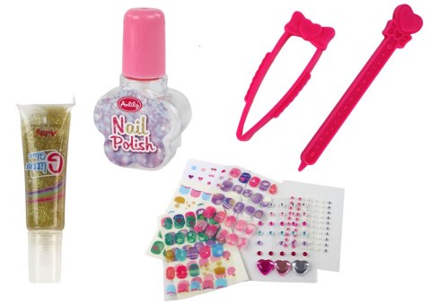 LEAN Toys Walizka Z Akcesoriami Do Paznokci Manicure Naklejki Tipsy