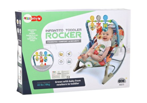 LEAN Toys Bujaczek Krzesełko Leżaczek 2w1 Wibracja Dźwięk Lisek