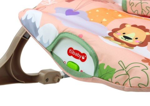 LEAN Toys Bujaczek Krzesełko Leżaczek Dla Niemowlaka Wibracja Dźwięk Bujak Różowy Lew