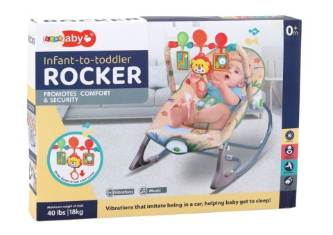 LEAN Toys Bujaczek Krzesełko Leżaczek Dla Niemowlaka Wibracja Dźwięk Bujak Różowy Lew