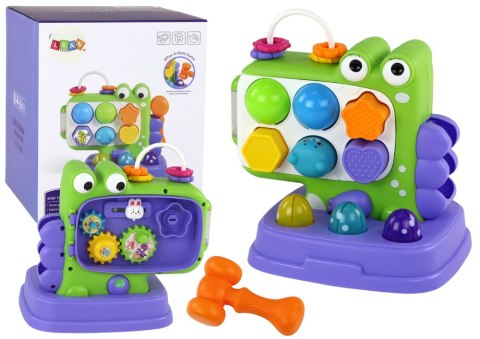 LEAN Toys Dinozaur Panel Edukacyjny Whac-A-Mole Sorter Gra Dla Dzieci Fioletowy