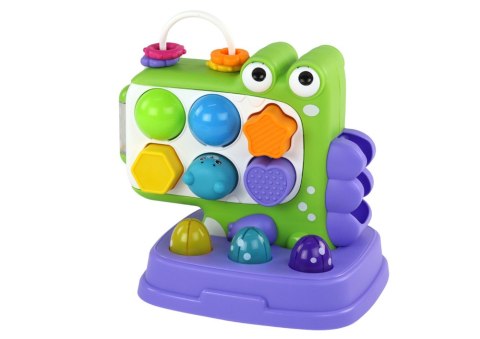 LEAN Toys Dinozaur Panel Edukacyjny Whac-A-Mole Sorter Gra Dla Dzieci Fioletowy