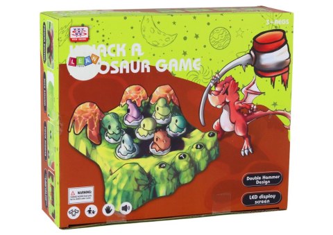 LEAN Toys Gra Wack-A-Mole Dinozaury Plansza Młotki Zielona Światła Dźwięki