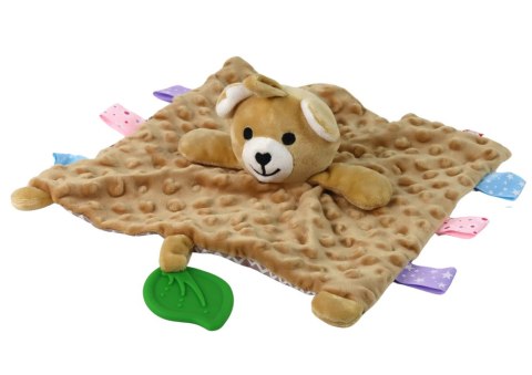 LEAN Toys Miś Pluszowa Przytulanka Kocyk Wypustki Gryzak Grzechotka