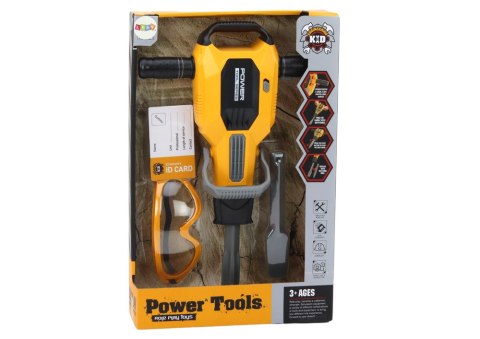 LEAN Toys Młot Pneumatyczny Zabawkowy Wymienna Końcówka Okulary Żółty