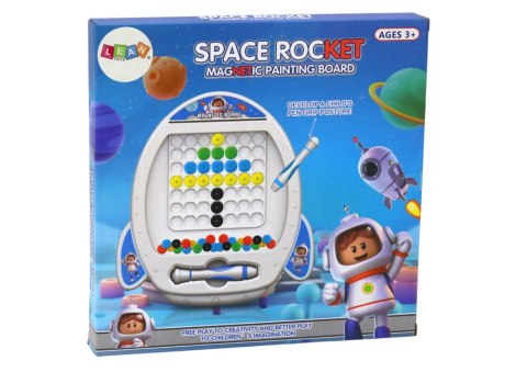 LEAN Toys Tablica Magnetyczna Rakieta Kosmiczna 7 Wzorów Długopis