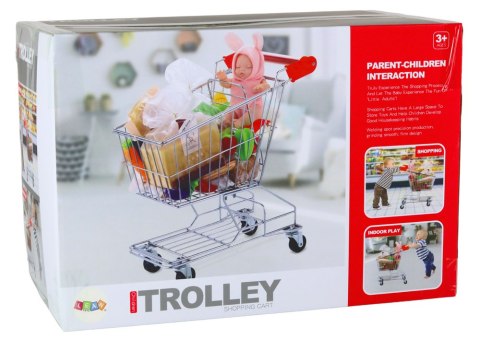 LEAN Toys Wózek Sklepowy Metalowy Koszyk Dla Dzieci Srebrny Duży