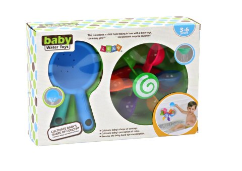 LEAN Toys Zabawka Obrotowa Do Kąpieli Kolorowe Miseczki Dwie Łyżki