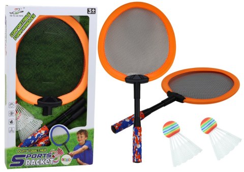LEAN Toys Zestaw 2 Rakietek Do Badmintona Paletki 2 Lotki Badminton Pomarańczowy