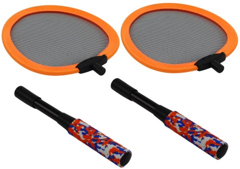 LEAN Toys Zestaw 2 Rakietek Do Badmintona Paletki 2 Lotki Badminton Pomarańczowy
