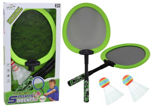 LEAN Toys Zestaw 2 Rakietek Do Badmintona Paletki 2 Lotki Badminton Zielony