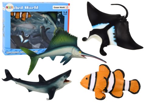 LEAN Toys Zestaw Figurek Zwierząt Morskich Rekin Delfin Płaszczka 5 Sztuk