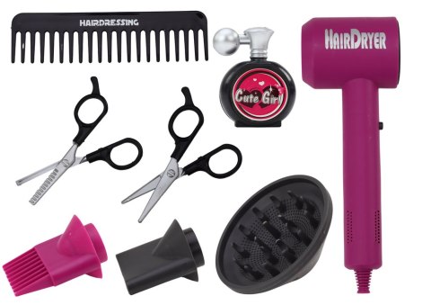 LEAN Toys Zestaw Fryzjerski Salon Piękności Fryzjer Suszarka 10 ele.