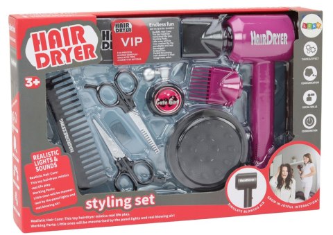 LEAN Toys Zestaw Fryzjerski Salon Piękności Fryzjer Suszarka 10 ele.