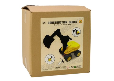 LEAN CARS Duża Koparka Żółta Łyżka Ruchoma Obrót 360* Jeździk Budowlany