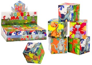 LEAN TOYS Magiczna Kostka Układanka Edukacyjna Dinozaury Puzzle Gra Logiczna