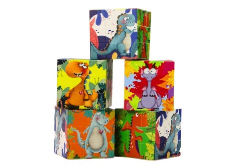 LEAN TOYS Magiczna Kostka Układanka Edukacyjna Dinozaury Puzzle Gra Logiczna