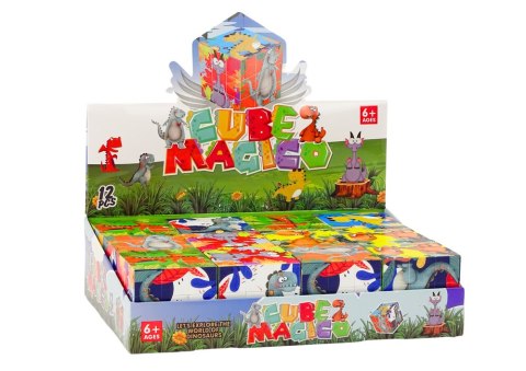 LEAN TOYS Magiczna Kostka Układanka Edukacyjna Dinozaury Puzzle Gra Logiczna