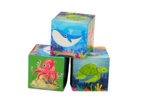 LEAN TOYS Magiczna Kostka Układanka Edukacyjna Zwierzęta Morskie Puzzle Gra Logiczna