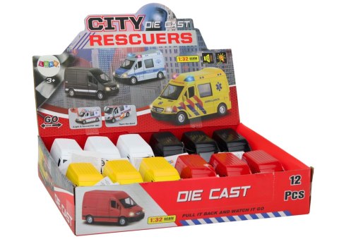 LEAN Toys Autko Dostawcze 1:32 Światła Dźwięki Czerwony Czarny Żółty Biały