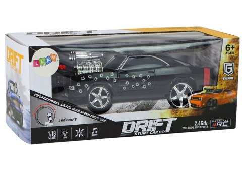 LEAN Toys Autko Zdalnie Sterowane 1:18 Drift 360 Światła Dźwięki Czarny