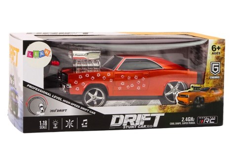 LEAN Toys Autko Zdalnie Sterowane 1:18 Drift 360 Światła Dźwięki Czerwony