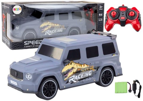 LEAN Toys Auto Zdalnie Sterowane RC z Dinozaurem w Skali 1:10 Szare
