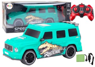 LEAN Toys Auto Zdalnie Sterowane RC z Dinozaurem w Skali 1:10 Zielone