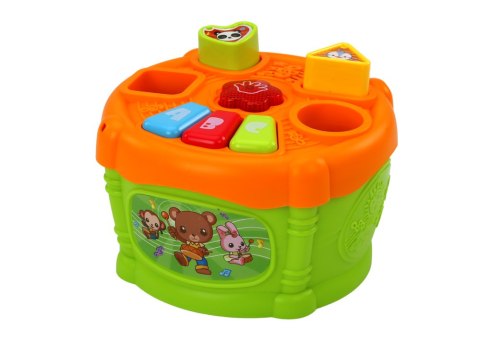 LEAN Toys Bębenek Interaktywny Edukacyjny Kształty Zielono- Pomarańczowy