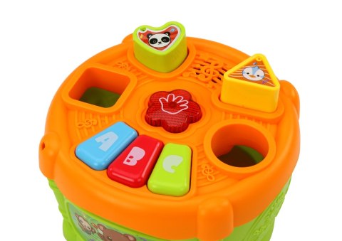 LEAN Toys Bębenek Interaktywny Edukacyjny Kształty Zielono- Pomarańczowy