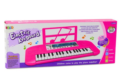 LEAN Toys Elektryczne Pianinko Dla Dzieci 36 Melodii Różowe