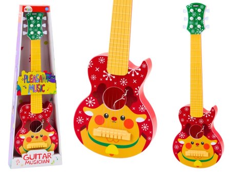 LEAN Toys Gitara Zabawkowa Dla Dzieci Regulacja Strun Renifer Czerwona