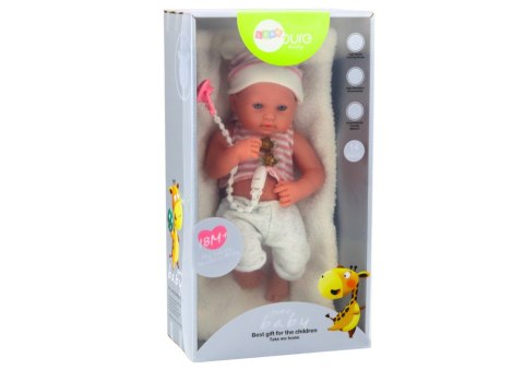 LEAN Toys Lalka Bobas w Biało-Różowym Ubranku Czapeczka Smoczek Kołderka