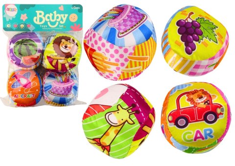 LEAN Toys Miękkie Piłeczki Kolorowe Edukacyjne Grzechotka Piłki 4szt. Zestaw
