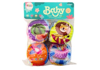 LEAN Toys Miękkie Piłeczki Kolorowe Edukacyjne Grzechotka Piłki 4szt. Zestaw