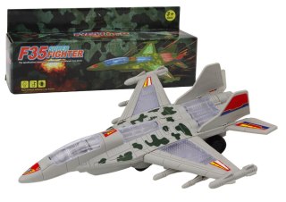 LEAN Toys Myśliwiec Militarny F35 Jeżdżący Światła Dźwięki Szary