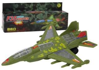 LEAN Toys Myśliwiec Militarny F35 Jeżdżący Światła Dźwięki Zielony